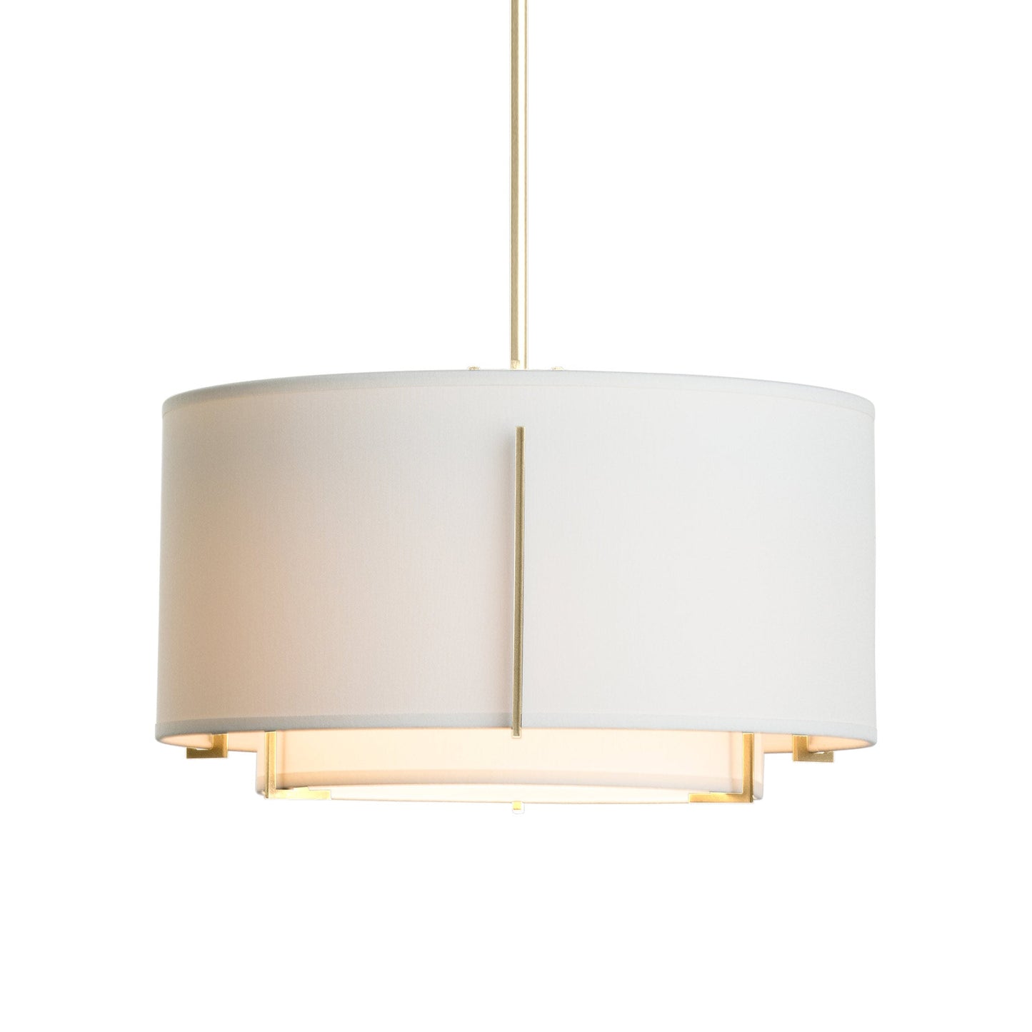 Exos Double Shade Pendant Light in Modern Brass (Small/Natural Anna).