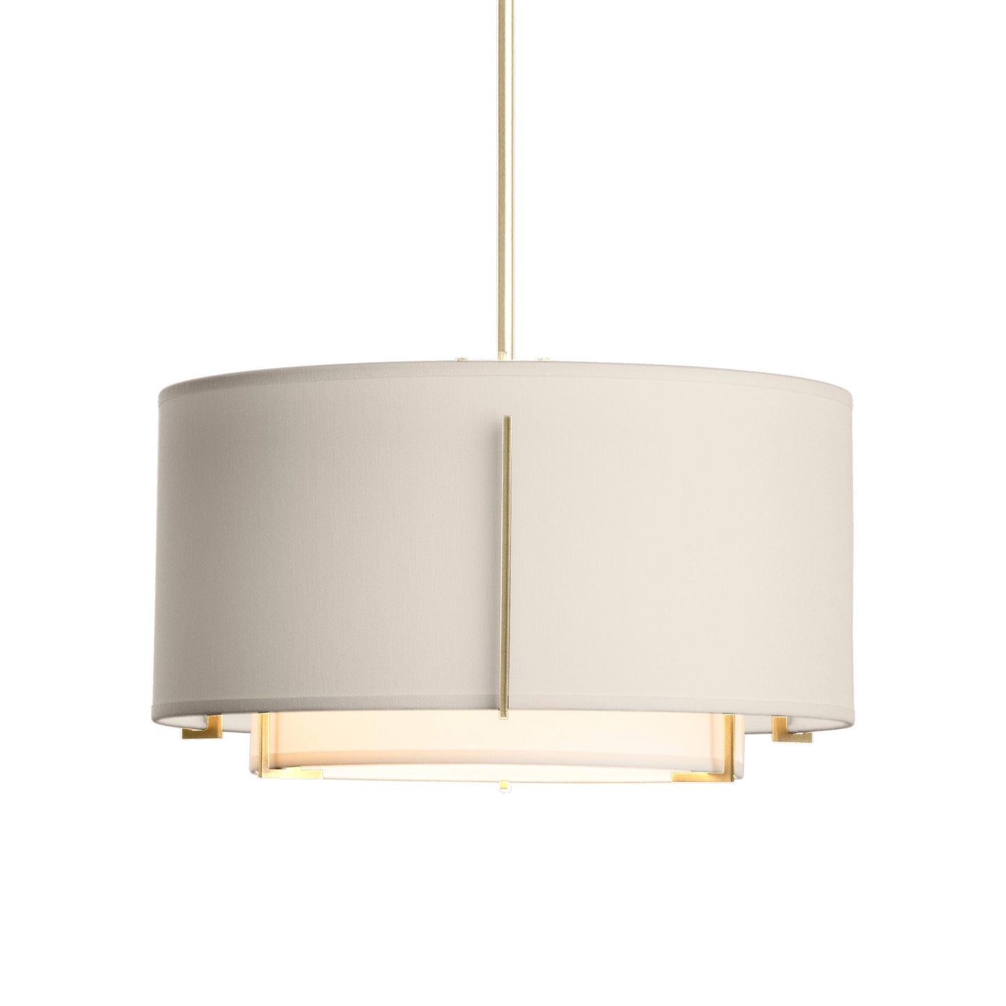 Exos Double Shade Pendant Light in Modern Brass (Small/Natural Anna/Flax).