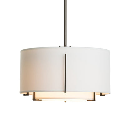 Exos Double Shade Pendant Light in Oil Rubbed Bronze (Small/Natural Anna).