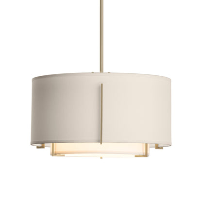 Exos Double Shade Pendant Light in Soft Gold (Small/Natural Anna/Flax).