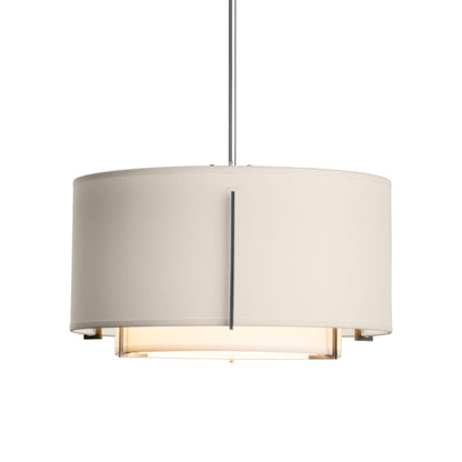 Exos Double Shade Pendant Light in Sterling (Small/Natural Anna/Flax).