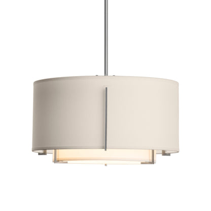 Exos Double Shade Pendant Light in Vintage Platinum (Small/Natural Anna/Flax).