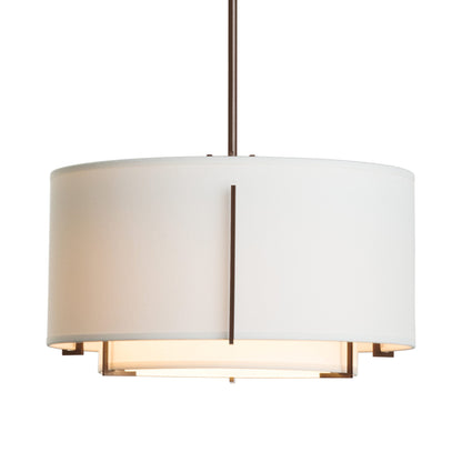 Exos Double Shade Pendant Light in Bronze (Medium/Natural Anna).