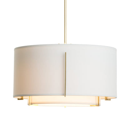 Exos Double Shade Pendant Light in Modern Brass (Medium/Natural Anna).