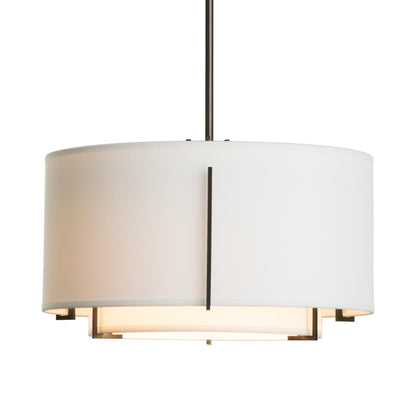 Exos Double Shade Pendant Light in Oil Rubbed Bronze (Medium/Natural Anna).
