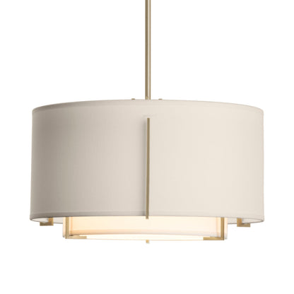 Exos Double Shade Pendant Light in Soft Gold (Medium/Natural Anna/Flax).