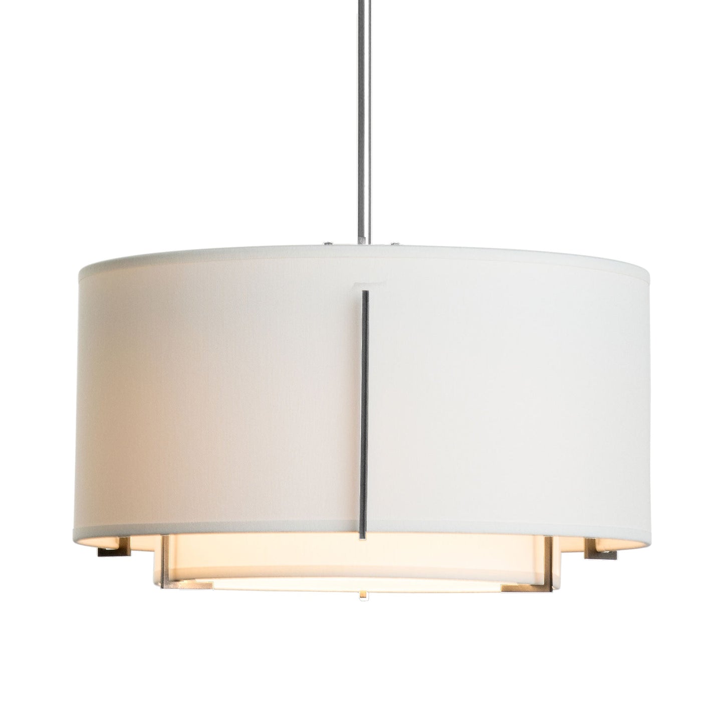 Exos Double Shade Pendant Light in Sterling (Medium/Natural Anna).