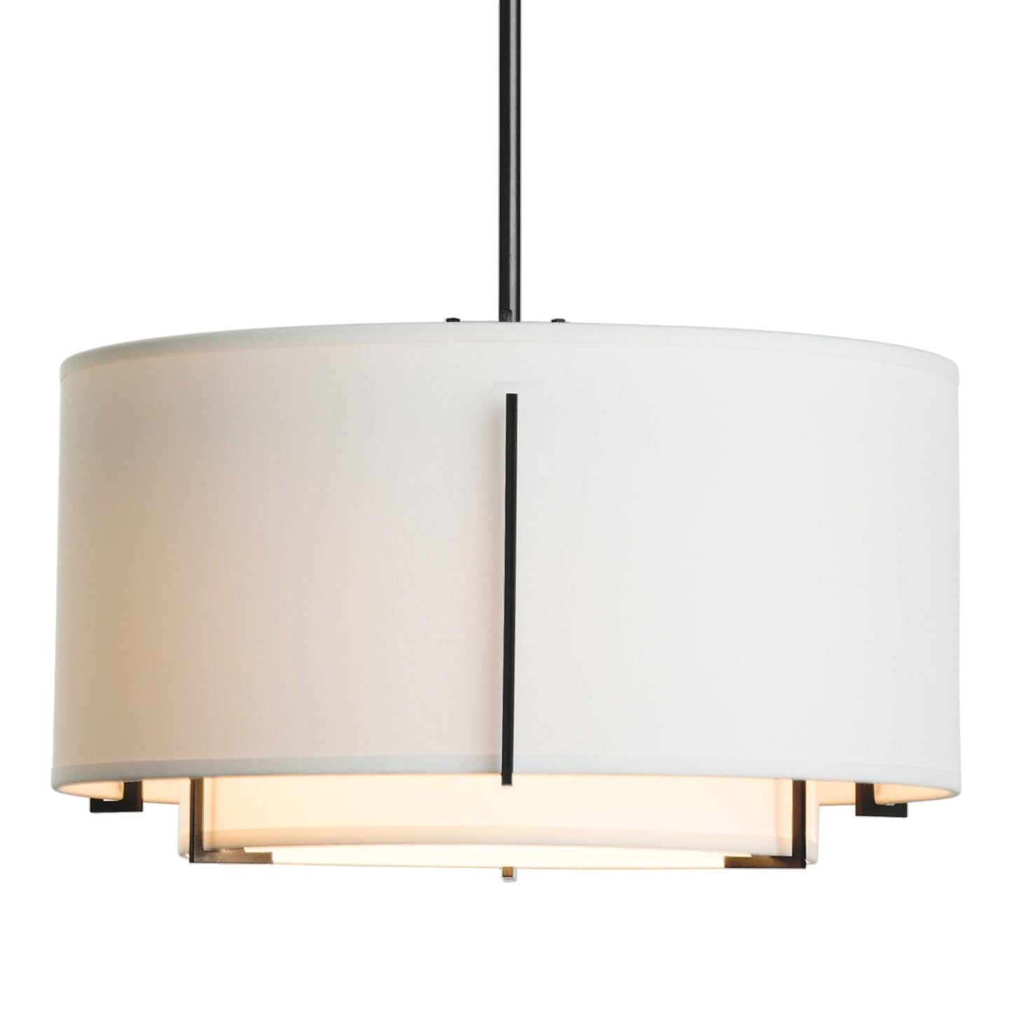 Exos Double Shade Pendant Light in Black (Large/Natural Anna).