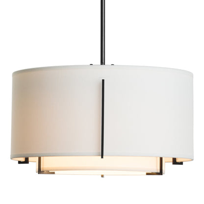 Exos Double Shade Pendant Light in Black (Large/Natural Anna).