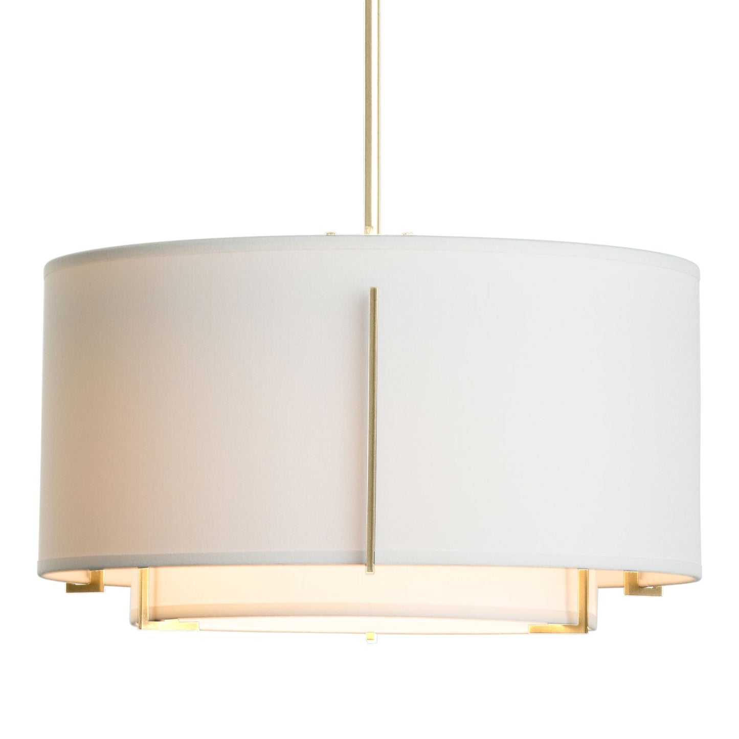 Exos Double Shade Pendant Light in Modern Brass (Large/Natural Anna).