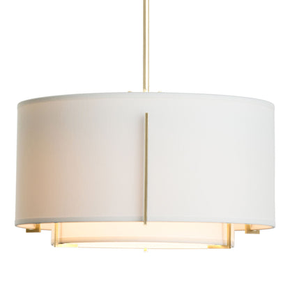 Exos Double Shade Pendant Light in Modern Brass (Large/Natural Anna).