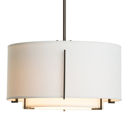 Exos Double Shade Pendant Light in Oil Rubbed Bronze (Large/Natural Anna).