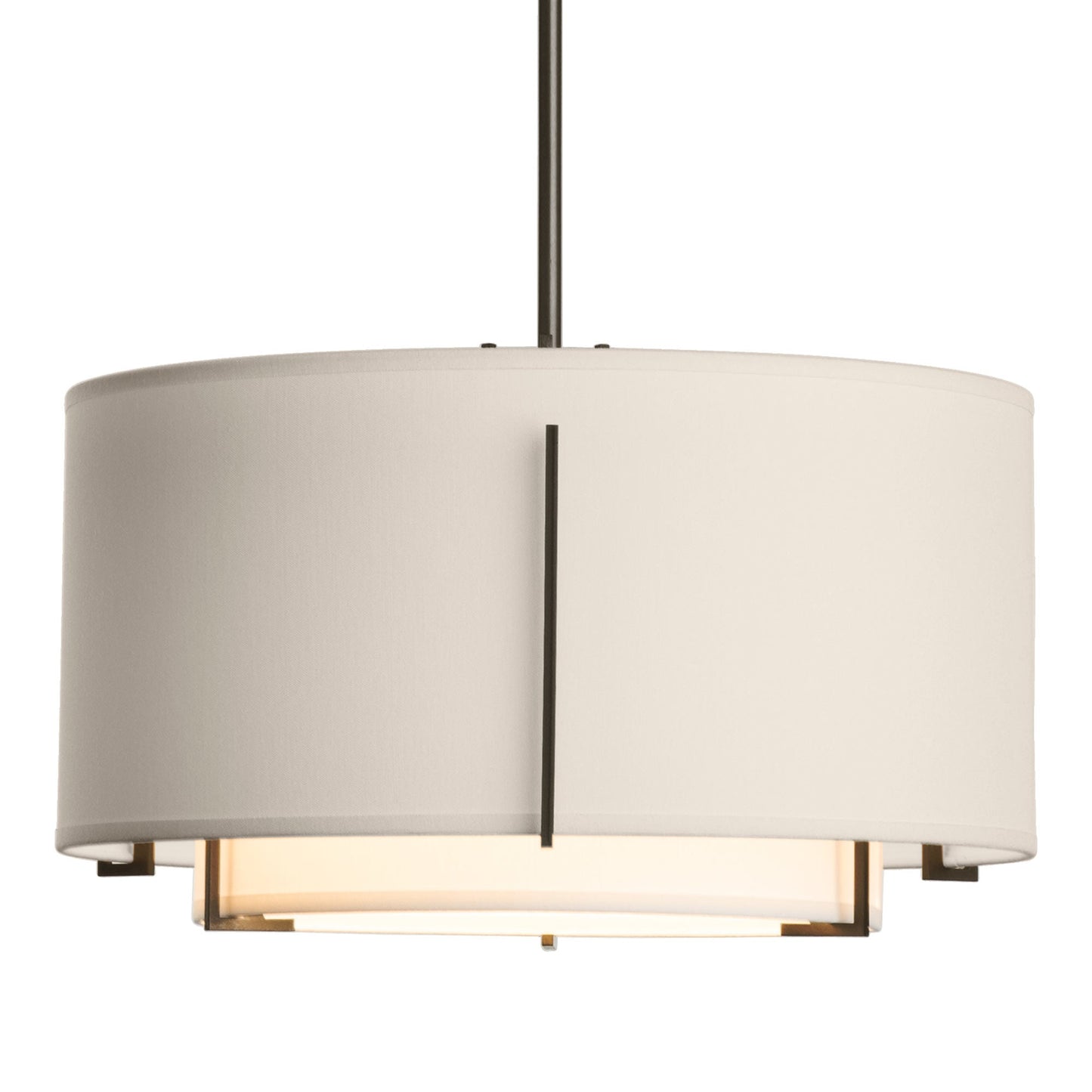 Exos Double Shade Pendant Light in Oil Rubbed Bronze (Large/Natural Anna/Flax).