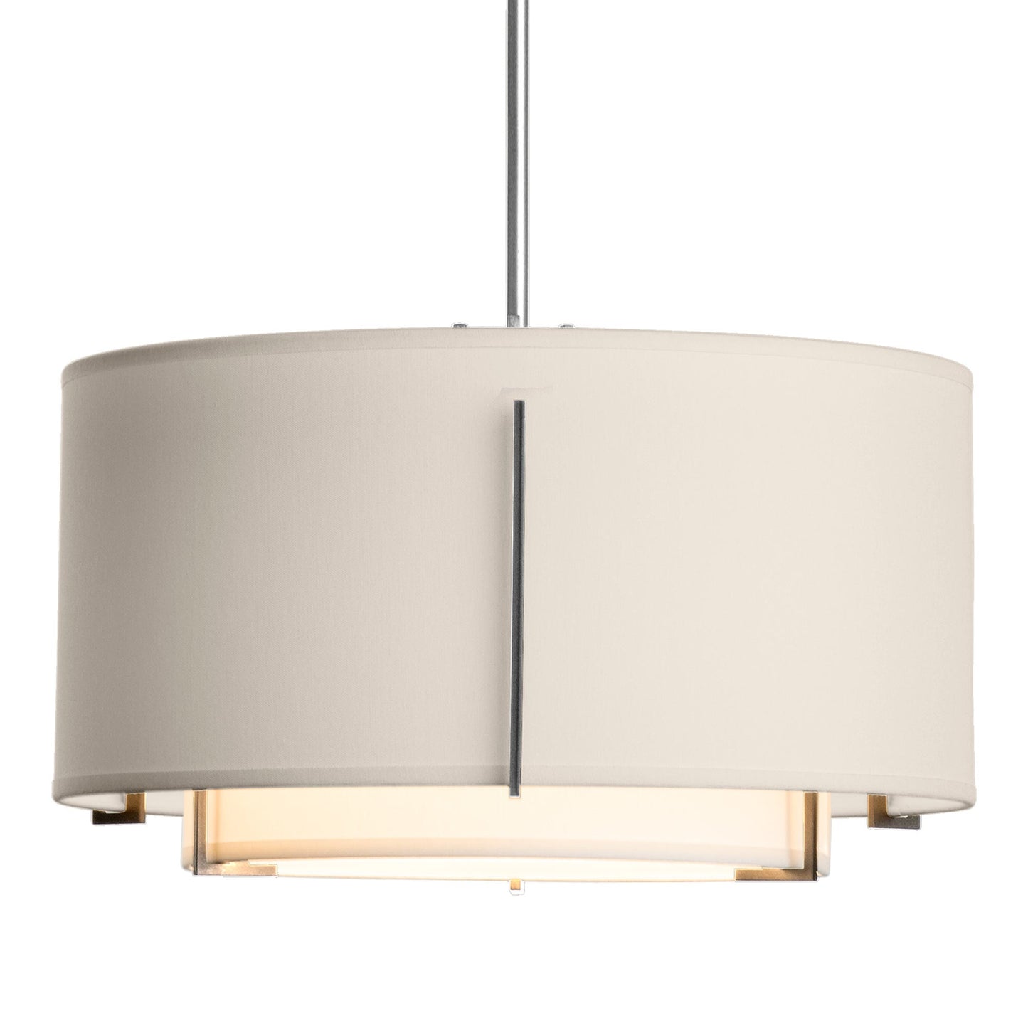 Exos Double Shade Pendant Light in Sterling (Large/Natural Anna/Flax).