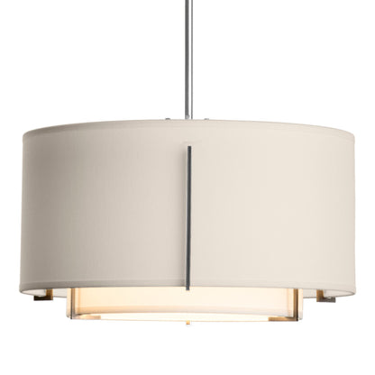 Exos Double Shade Pendant Light in Sterling (Large/Natural Anna/Flax).