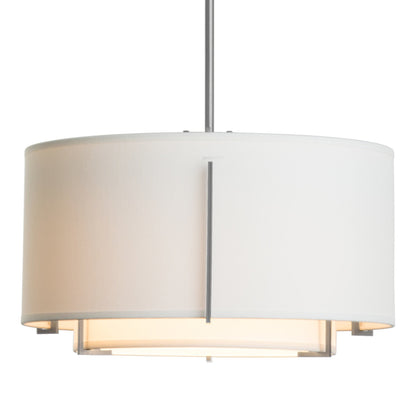 Exos Double Shade Pendant Light in Vintage Platinum (Large/Natural Anna).