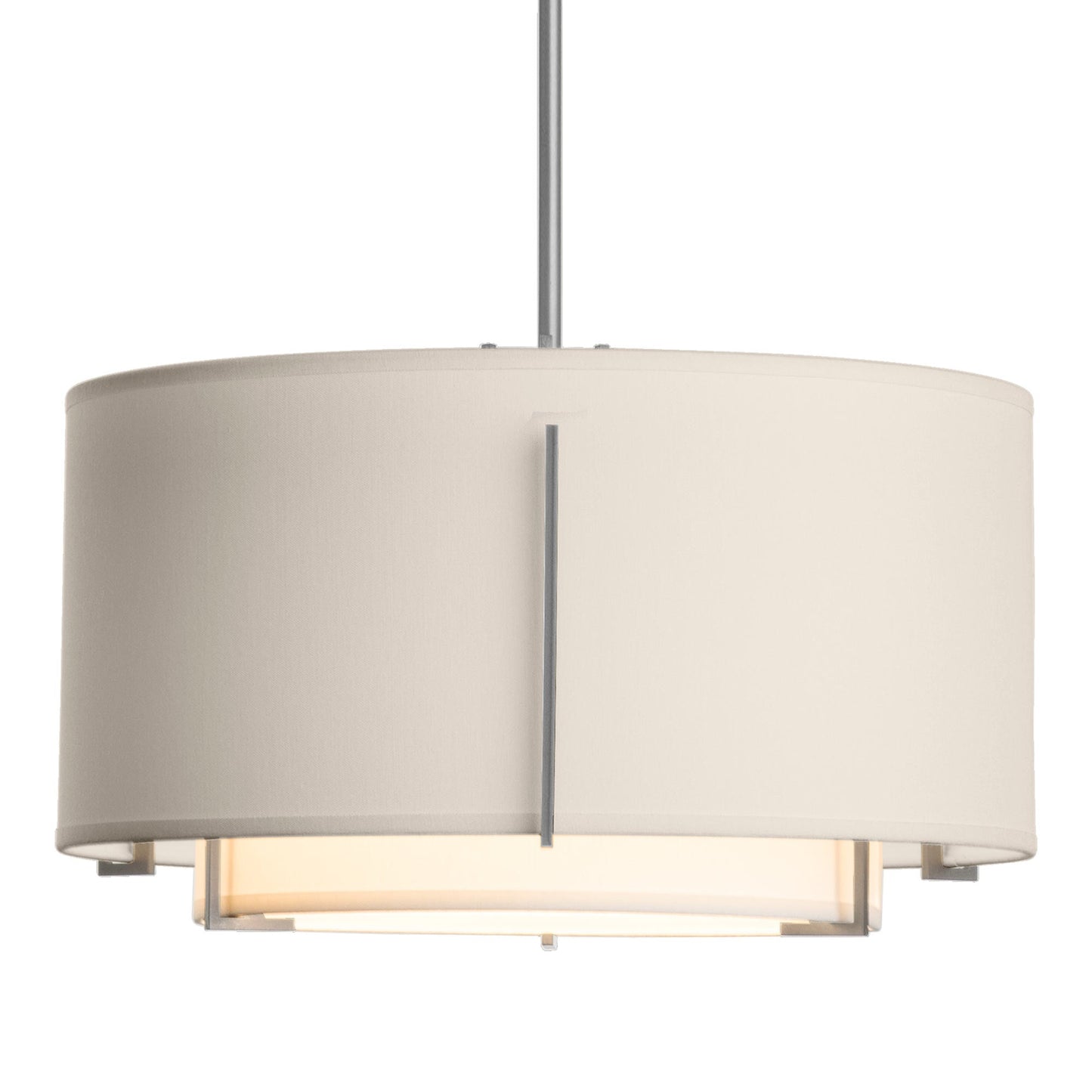 Exos Double Shade Pendant Light in Vintage Platinum (Large/Natural Anna/Flax).
