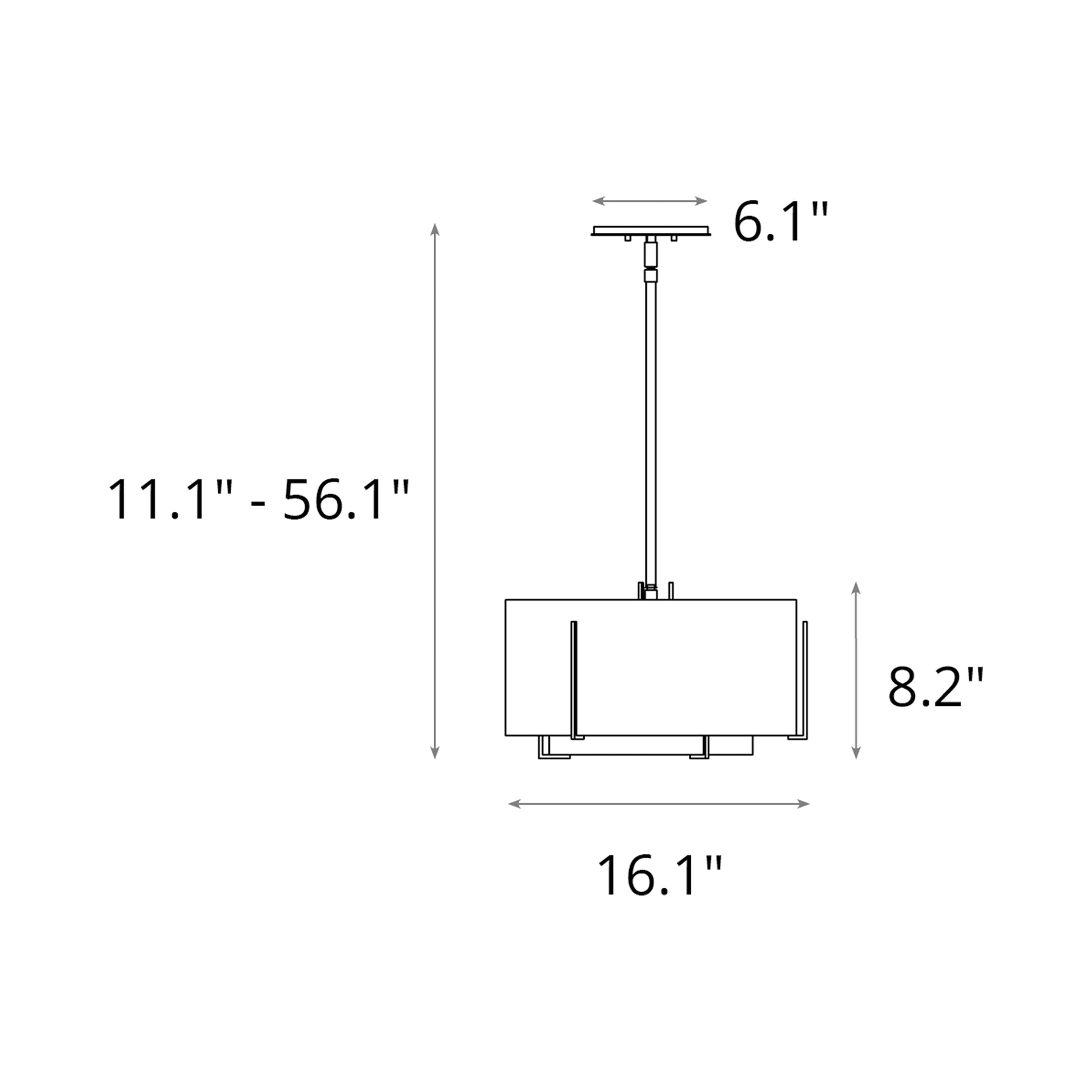 Exos Double Shade Pendant Light - line drawing.