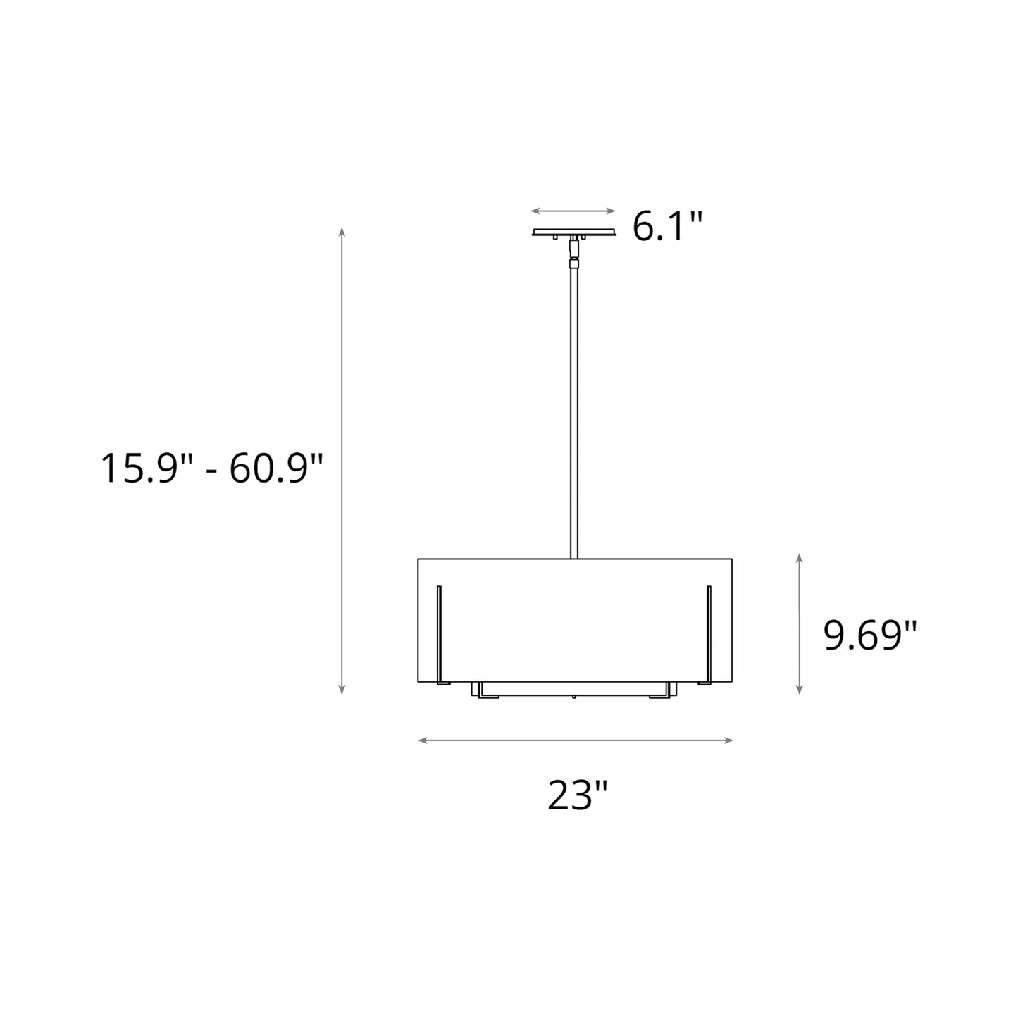 Exos Double Shade Pendant Light - line drawing.