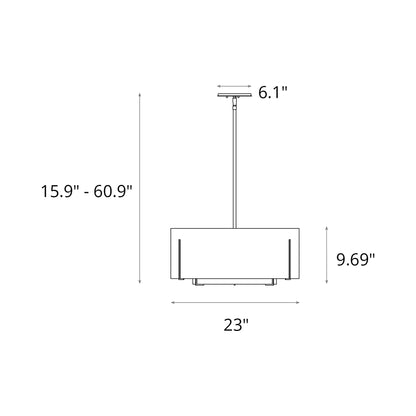 Exos Double Shade Pendant Light - line drawing.