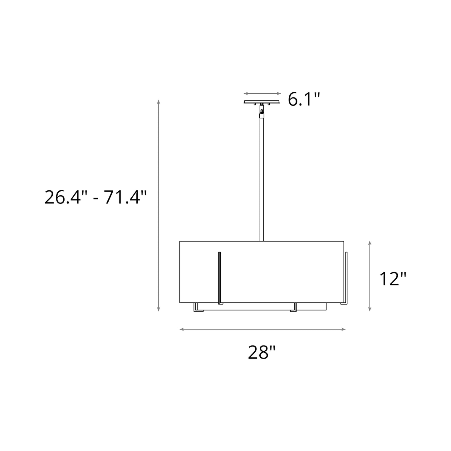 Exos Double Shade Pendant Light - line drawing.
