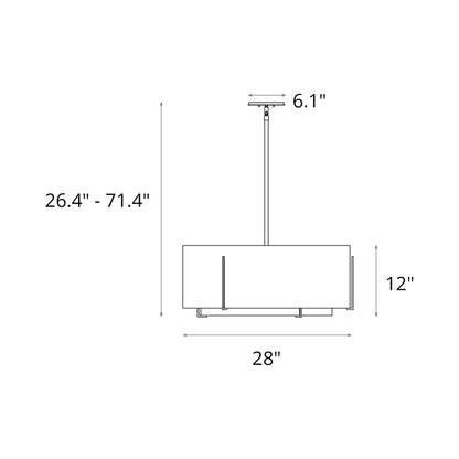 Exos Double Shade Pendant Light - line drawing.