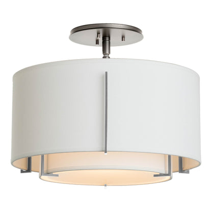 Exos Double Shade Semi Flush Mount Ceiling Light in Sterling/Natural Anna (Large).