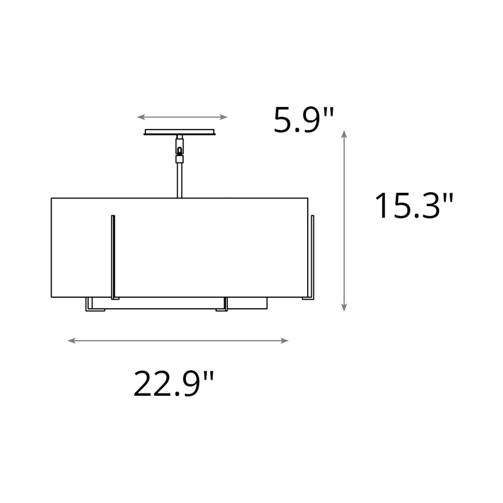 Exos Double Shade Semi Flush Mount Ceiling Light - line drawing.
