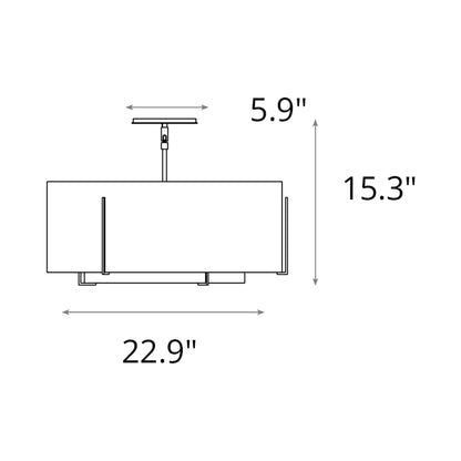 Exos Double Shade Semi Flush Mount Ceiling Light - line drawing.