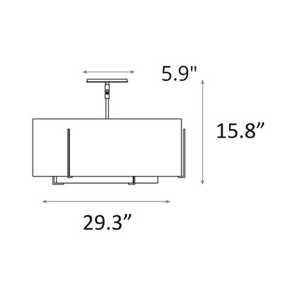 Exos Double Shade Semi Flush Mount Ceiling Light - line drawing.