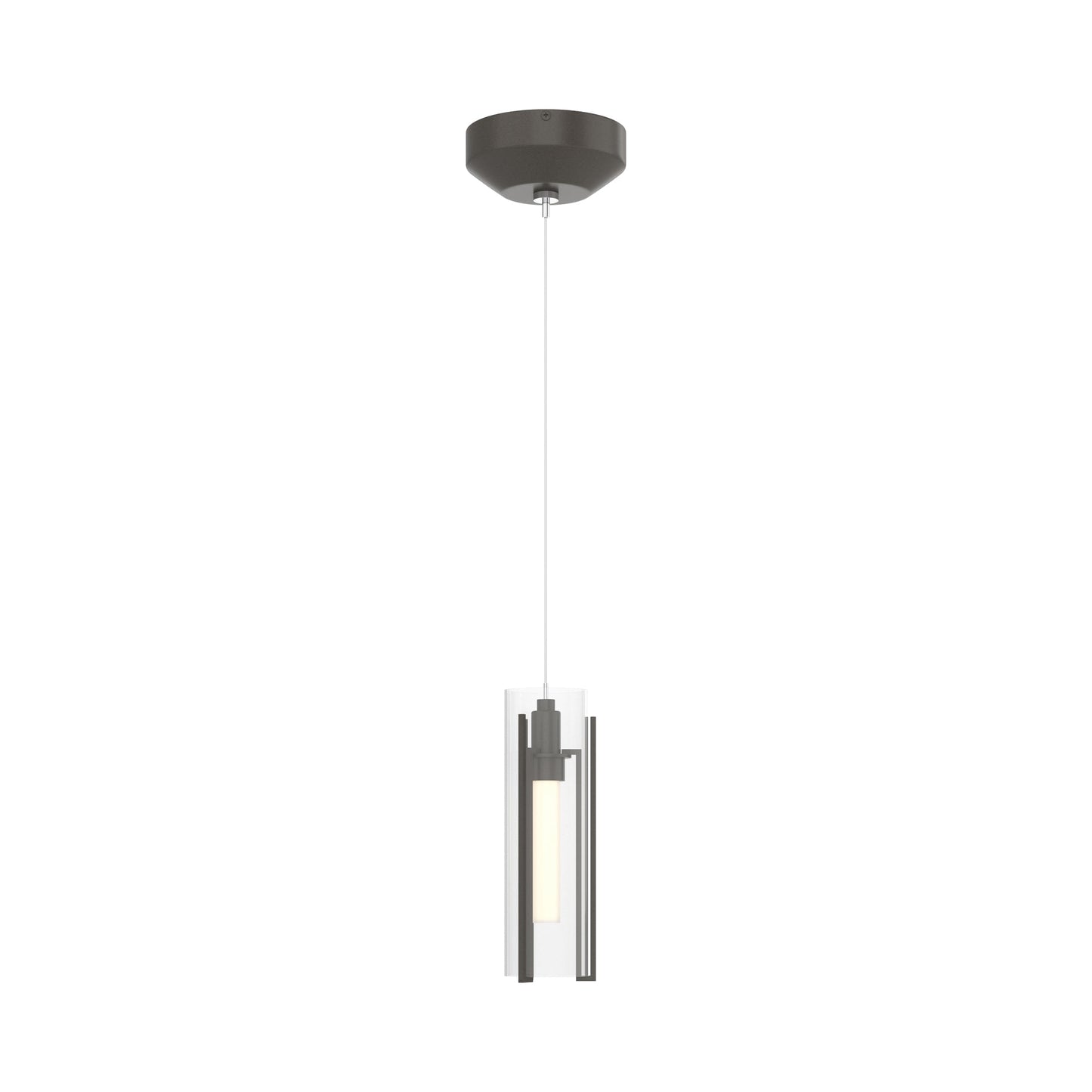 Exos Glass Low Voltage Mini Pendant Light in Dark Smoke (Clear Glass).