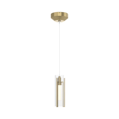 Exos Glass Low Voltage Mini Pendant Light in Modern Brass (Clear Glass).