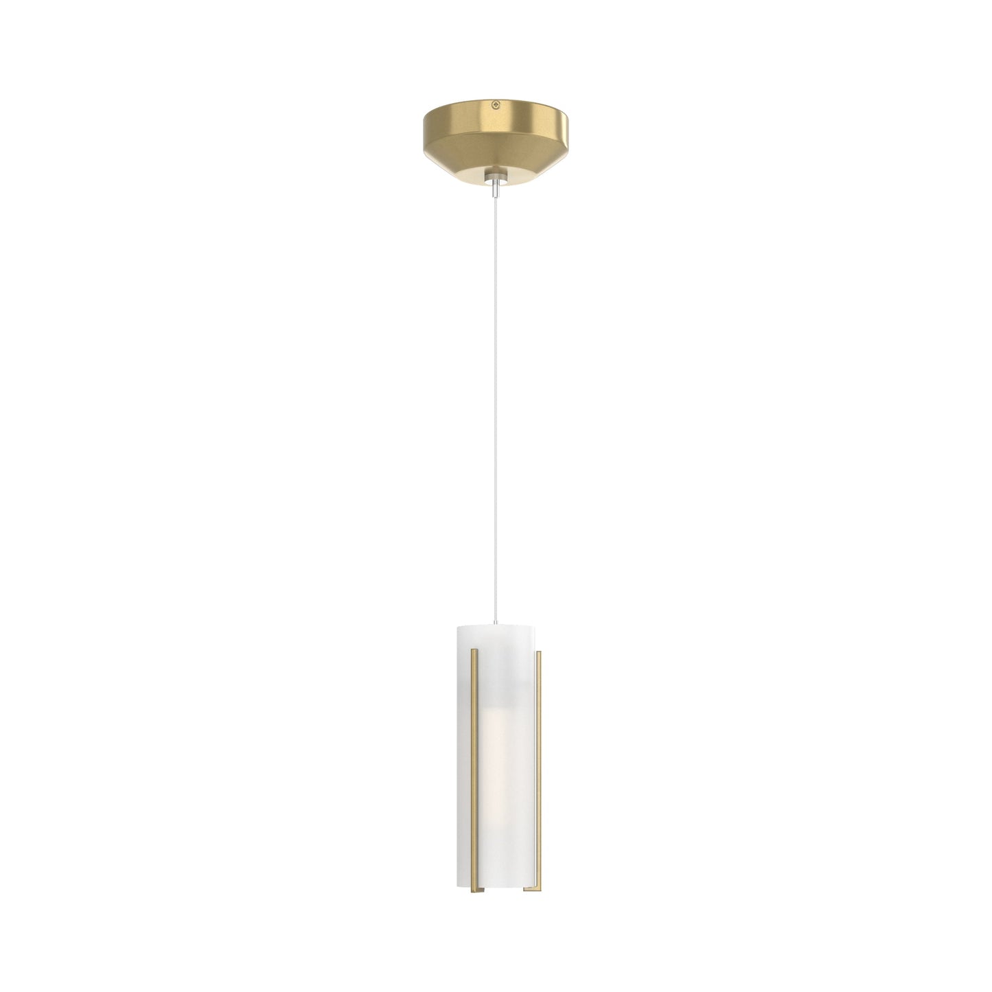 Exos Glass Low Voltage Mini Pendant Light in Modern Brass (Opal Glass).
