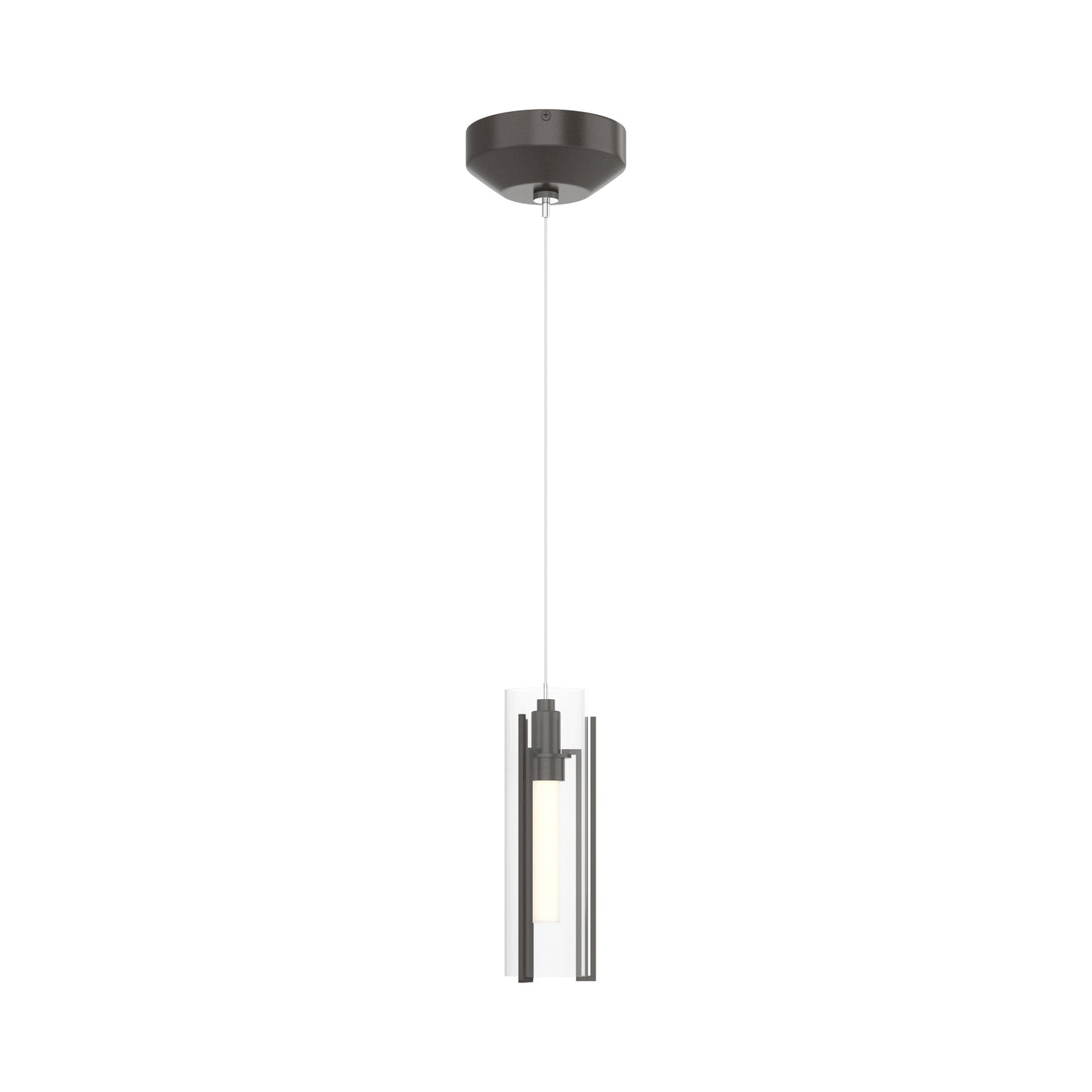 Exos Glass Low Voltage Mini Pendant Light in Oil Rubbed Bronze (Clear Glass).