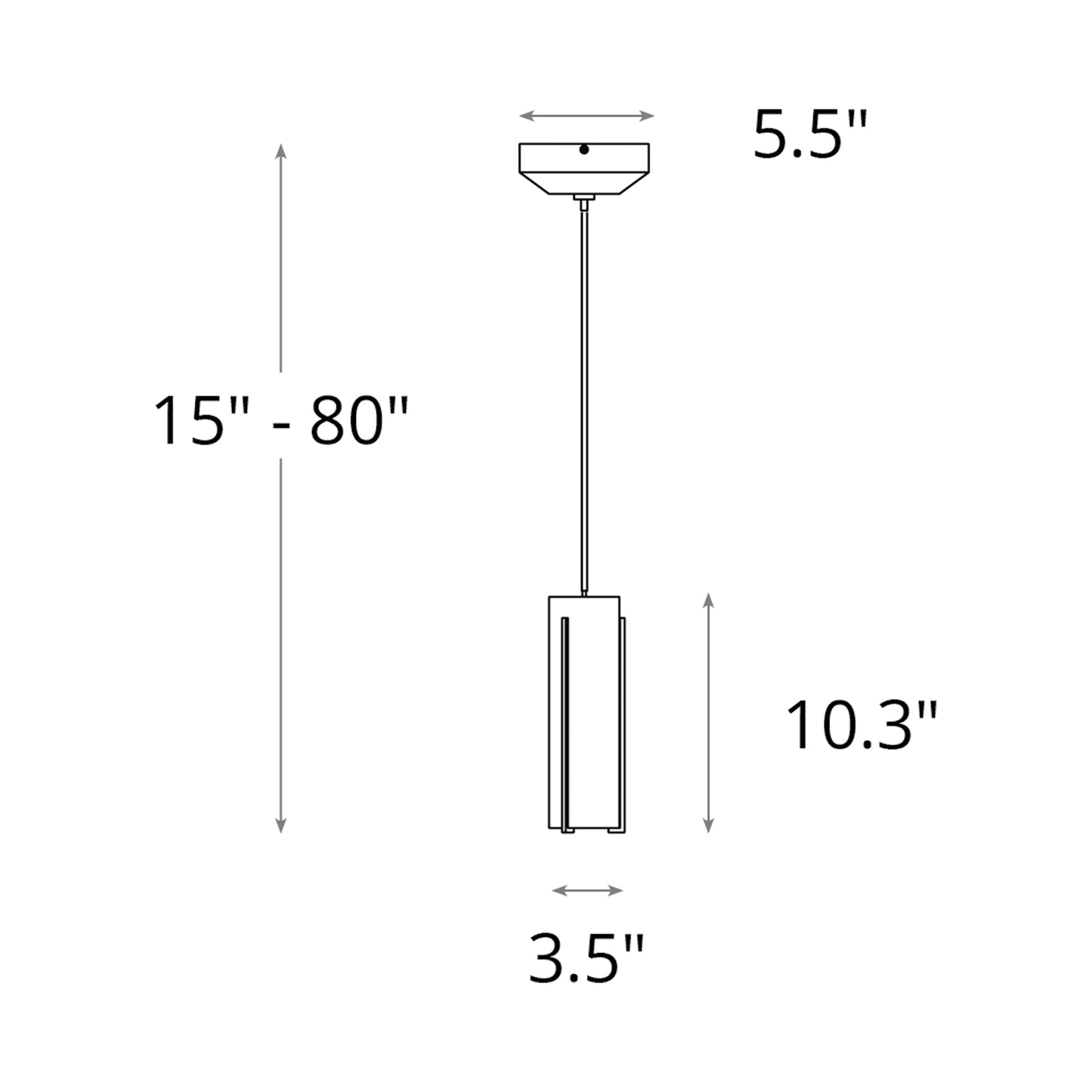Exos Glass Low Voltage Mini Pendant Light - line drawing.