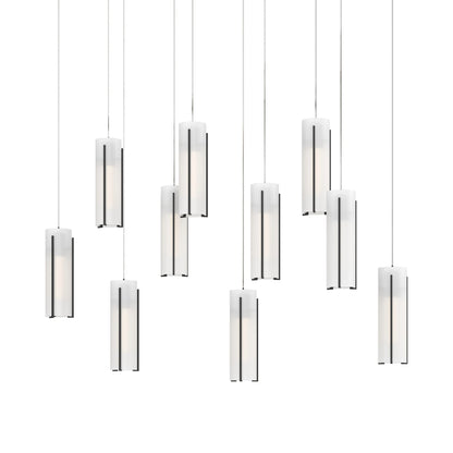 Exos Linear Pendant Light in Black/Opal Glass (Long).