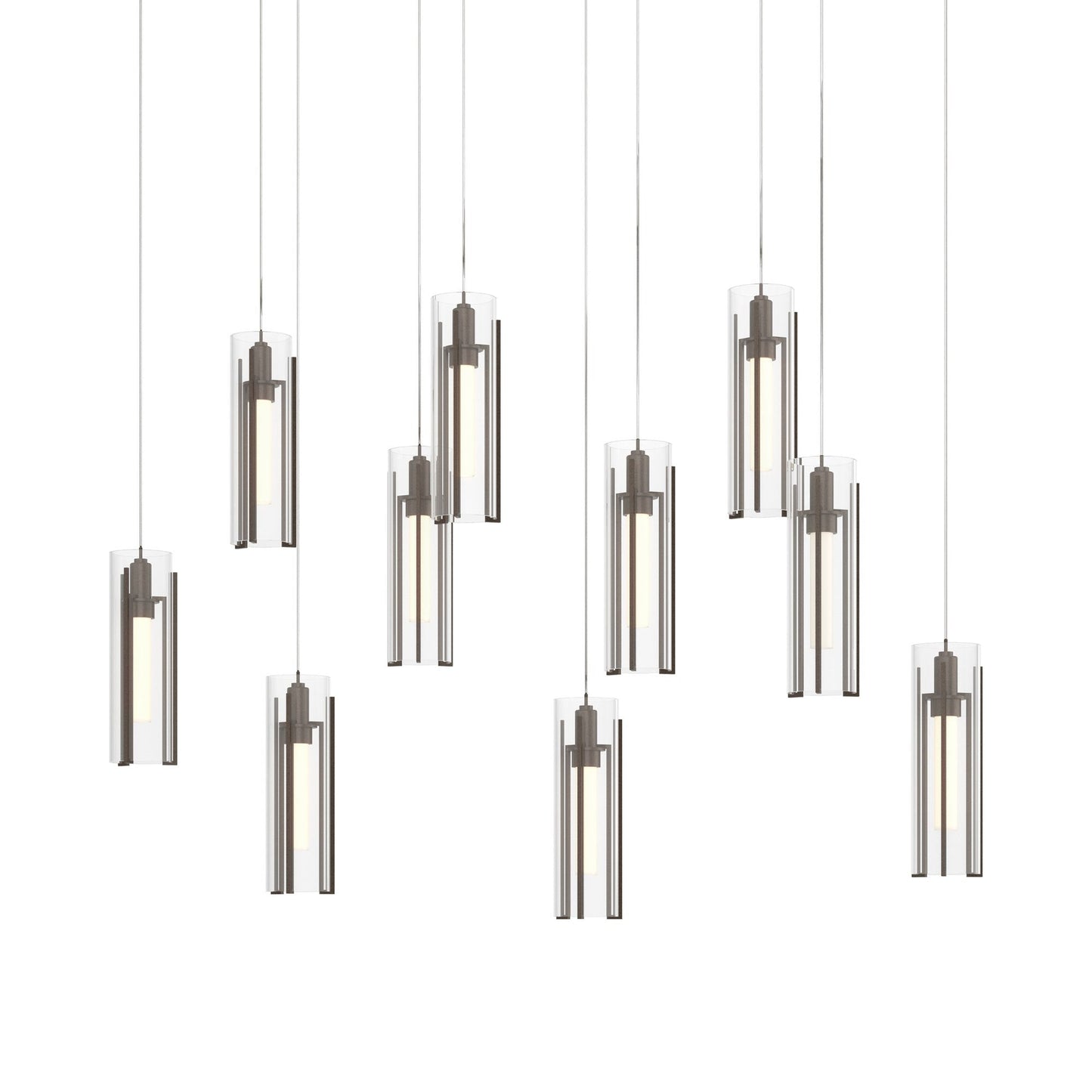 Exos Linear Pendant Light in Bronze/Clear Glass (Long).