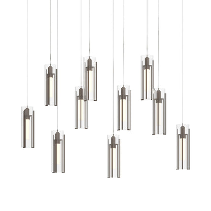Exos Linear Pendant Light in Bronze/Clear Glass (Long).