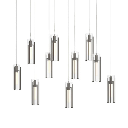 Exos Linear Pendant Light in Dark Smoke/Clear Glass (Long).