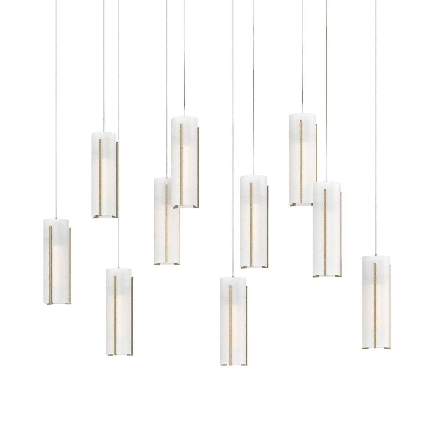 Exos Linear Pendant Light in Modern Brass/Opal Glass (Long).