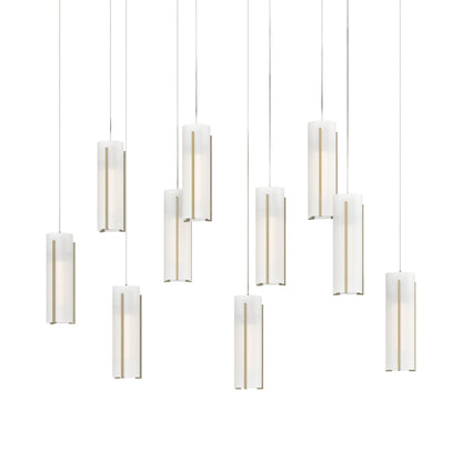 Exos Linear Pendant Light in Modern Brass/Opal Glass (Long).