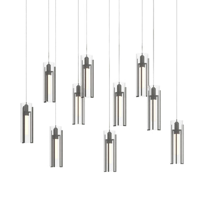 Exos Linear Pendant Light in Natural Iron/Clear Glass (Long).