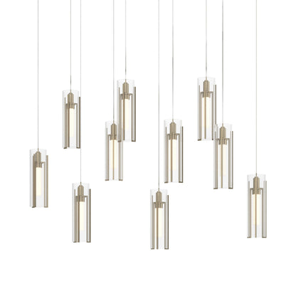 Exos Linear Pendant Light in Soft Gold/Clear Glass (Long).