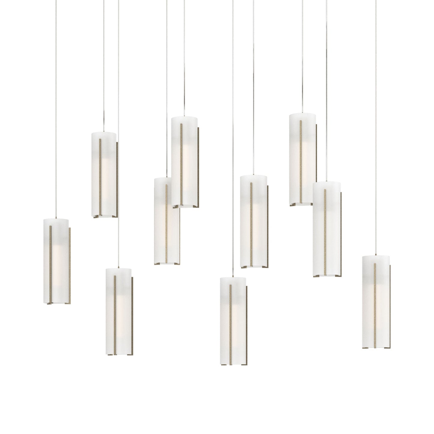 Exos Linear Pendant Light in Soft Gold/Opal Glass (Long).