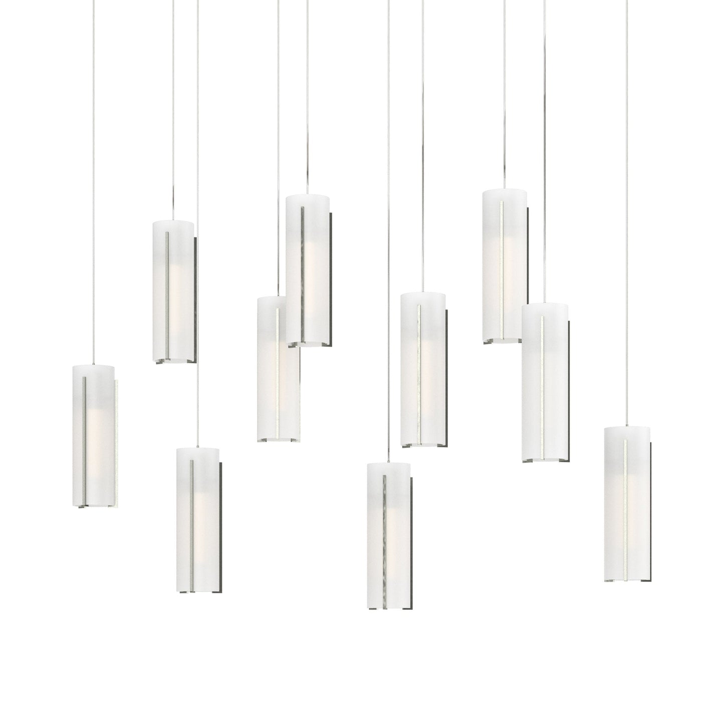 Exos Linear Pendant Light in Sterling/Opal Glass (Long).
