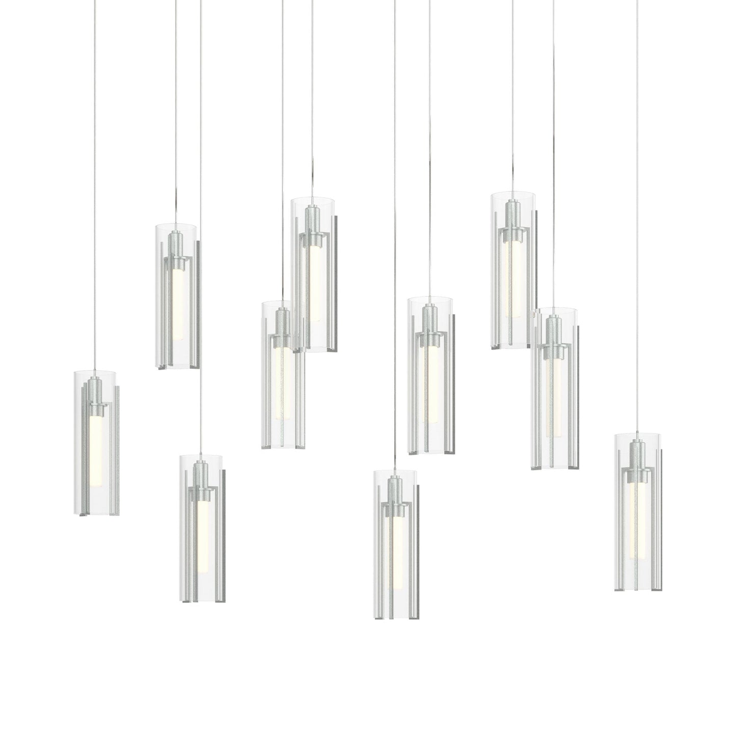 Exos Linear Pendant Light in Vintage Platinum/Clear Glass (Long).
