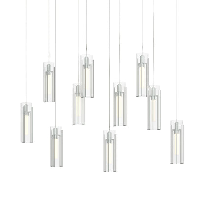Exos Linear Pendant Light in Vintage Platinum/Clear Glass (Long).
