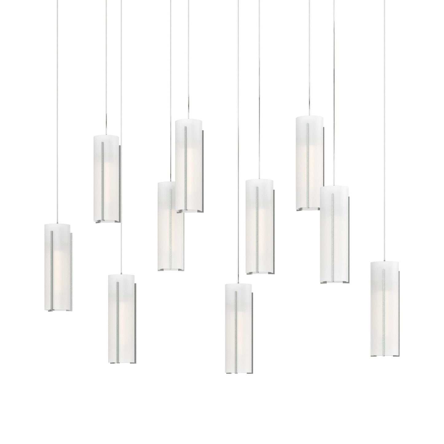 Exos Linear Pendant Light in Vintage Platinum/Opal Glass (Long).
