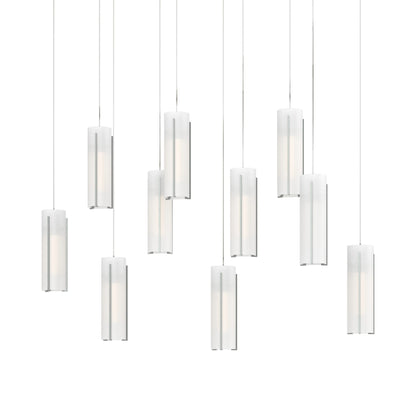 Exos Linear Pendant Light in Vintage Platinum/Opal Glass (Long).