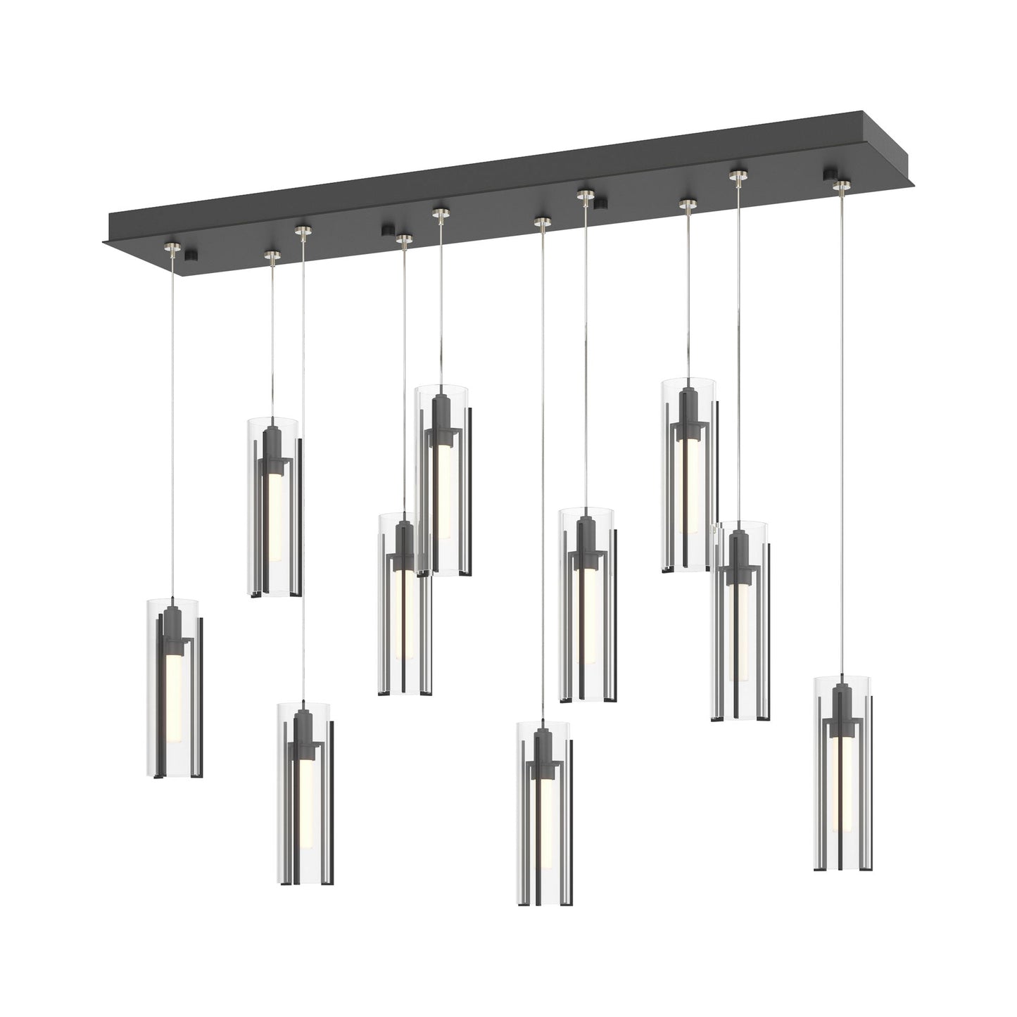 Exos Linear Pendant Light in Black/Clear Glass (Standard).